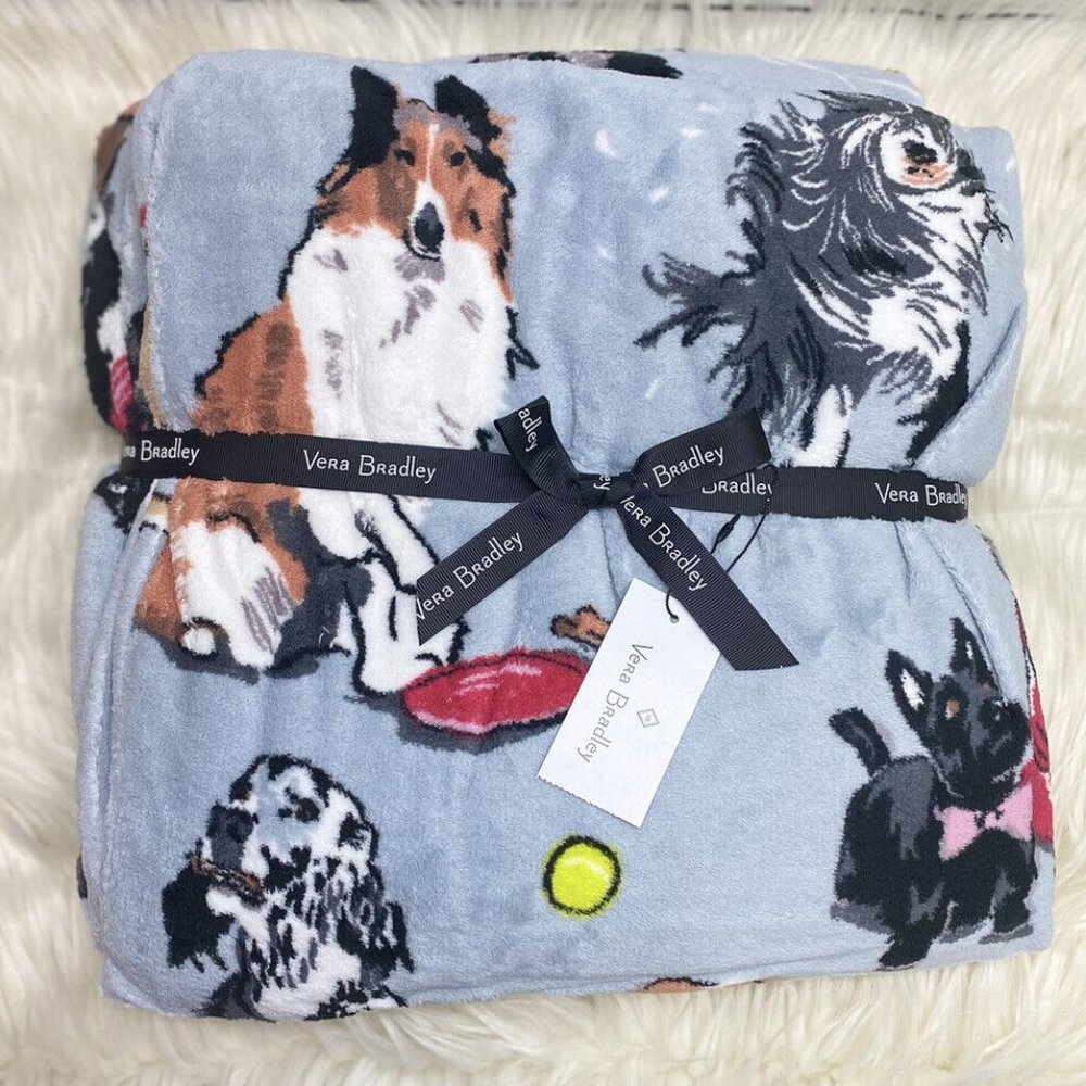 Vera Bradley Plush Throw Blanket Dog Show 12408-16012 80''x50'' NWT